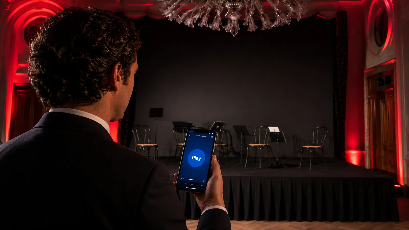 Musician launching a session from the OOVIE app before going live